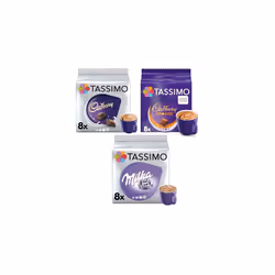 Tassimo Hot Chocolate Selection - Cadbury/Milka/Cadbury Orange Pods (Pack of 3, Total 24 Capsules)