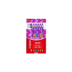 Colgate Zigzag Toothbrush for Deep Inter Dental Clean with Multi Angle Zig zag bristles (Medium, Pack of 6)