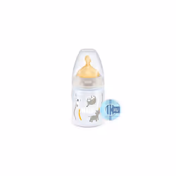 NUK First Choice+ Baby Bottle | 0-6 Months | Temperature Control | Anti Colic Vent | 150 ml | BPA-Free | Latex Teat | Safari ...