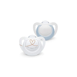 NUK Star Newborn Baby Dummy | 0-2 Months | BPA-Free Silicone Soothers | Blue | 2 Count