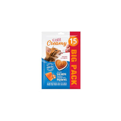 Catit Creamy Salmon & Prawn Lickable Cat Treats for Cats and Kittens, Cat Treat Licky Snack, Grain-Free Lick Treat, 15 x 10g Multipack