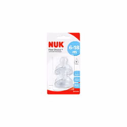NUK First Choice+ Silicone Replacement Teats , 6-18 Months with Medium Feed Hole , 2 Count