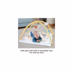 Fisher-Price Baby Playmat Simply Senses Newborn Gym with Mobile & Sensory Activity Toys for Developmental Play Ages 0+ Months, HRB15