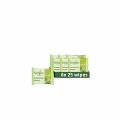 Simple Kind to Skin Bio-degradable Cleansing Wipes face wipes to remove waterproof eye make-up for sensitive skin 6x 25 wipes