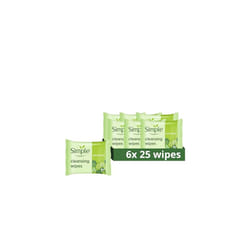 Simple Kind to Skin Bio-degradable Cleansing Wipes face wipes to remove waterproof eye make-up for sensitive skin 6x 25 wipes