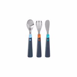 Tommee Tippee Stainless Steel First Cutlery Set, Suitable for 12m+, Kids Cutlery Set with Rounded Edges and Easy to Hold Chun ...