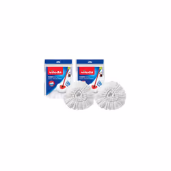 Vileda Turbo Spin Mop Refill, Pack of 2 Turbo Mop Head Replacements, Fits all Vileda Turbo Mops, Authentic Vileda Mop Head