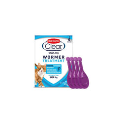 Bob Martin Clear Spot On Wormer for Cats & Kittens - 100% Effective Tapeworm Treatment (4 Pipettes)