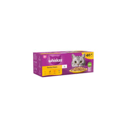 WHISKAS - 7+- Senior Wet Cat Food Pouches - 40 x 85 g - Poultry in Jelly - Bulk Cat Food Megapack - 40 Pouches