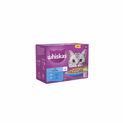 Whiskas 11+ Fish Selection in Jelly Pouches, Senior Cat Food, (1x12 x 85 g)