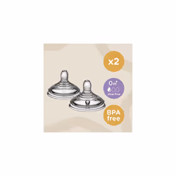 Tommee Tippee Closer to Nature Baby Bottle Teats, Breast-Like, Anti-Colic Valve, Soft Silicone, Slow Flow, 0m Plus, Pack of 2