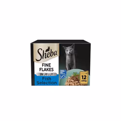 Sheba Fine Flakes in Jelly - Fish Collection - Wet Cat Food Pouches for Adult Cats - 48 x 85 g