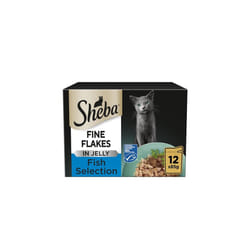 Sheba Fine Flakes in Jelly - Fish Collection - Wet Cat Food Pouches for Adult Cats - 48 x 85 g