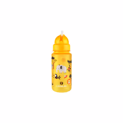 LittleLife Children's Water Bottle With Easy-Access Lid & Straw, 400ml, Yellow Safari