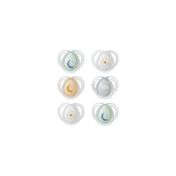 Tommee Tippee Nighttime Dummies, 0-6months, 6 pack of glow in the dark Dummiess with symmetrical silicone baglet
