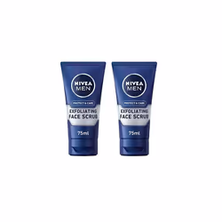 NIVEA MEN Protect & Care Exfoliating Face Scrub (75ml), Invigorating Men's Face Cleanser with Aloe Vera, Face Wash (Pack of 2 ...