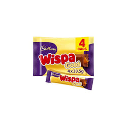 Cadbury Wispa Gold Chocolate, Indulgent Milk Chocolate with Caramel Centre, 4 x 38.3 g Bars (Pack of 1)