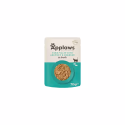 Applaws 100% Natural Wet Cat Food, Tuna Fillet with Anchovy in Broth, Pack of 12 x 70g Pouches