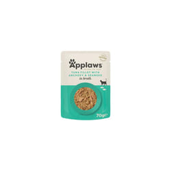 Applaws 100% Natural Wet Cat Food, Tuna Fillet with Anchovy in Broth, Pack of 12 x 70g Pouches