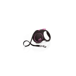 Flexi Black Design Tape Pink Medium 5m Retractable Dog Leash/Lead for dogs up to 25kgs/55lbs