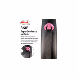 Flexi Black Design Tape Pink Medium 5m Retractable Dog Leash/Lead for dogs up to 25kgs/55lbs