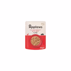 Applaws Natural Wet Adult Cat Food, Chicken with Beef in Jelly, 70g Pouch ( Pack of 16 Pouches)