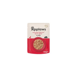 Applaws Natural Wet Adult Cat Food, Chicken with Beef in Jelly, 70g Pouch ( Pack of 16 Pouches)