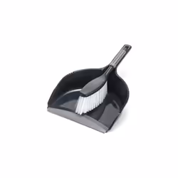 Addis ComfiGrip Dustpan and Brush with Rubber Lip and Dirt-trapping Bristles, Metallic Graphite, 11 x 23 x 35 cm