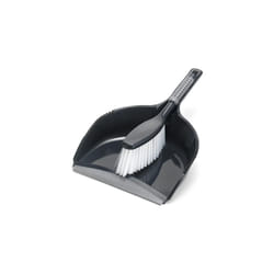 Addis ComfiGrip Dustpan and Brush with Rubber Lip and Dirt-trapping Bristles, Metallic Graphite, 11 x 23 x 35 cm