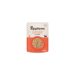 Applaws 100% Natural Adult Wet Cat Food, Chicken with Salmon in Broth 70g Pouch, (12 x 70 g Pouches)
