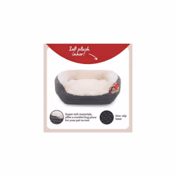 Rosewood Grey Jumbo Cord/Plush Oval Dog Bed, Small