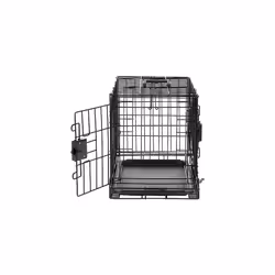 Amazon Basics XS Metal Dog Crate/Cage with Tray, Durable and Foldable Dog Cage with Double Door, Black, Extra Small 56cm (22")