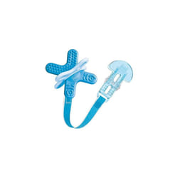 MAM Bite & Relax Teether | Suitable from 4+ Months | Teething Toy with Clip | Provides Soothing Relief for Painful Gums | Easy for Baby to Hold | Blue
