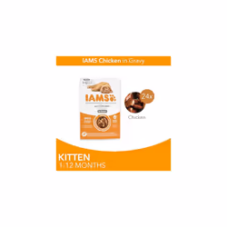 IAMS Kitten Wet Cat Food Pouches Chicken in Gravy 24 x 85g - No Added Sugar
