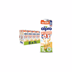 Alpro Oat No Sugars Plant-Based Long Life Drink, Vegan & Dairy Free, 1L (Pack of 8)