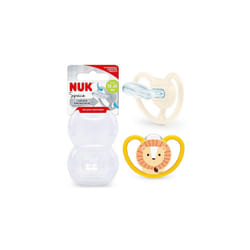 NUK Space Baby Dummy | 18-36 Months | Soothers with Extra Ventilation for Sensitive Skin | BPA-Free Silicone | Lion & Sun | 2 Count