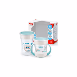 NUK Magic Cup & Mini Magic Sippy Cup Duo Set | 360 Anti-Spill Rim | 6+ Months | Leak-Proof & BPA-Free | 160 ml & 230 ml | Min ...