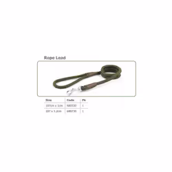 Ancol Heritage Nylon Rope Lead Green 1.07m X10mm Sz 1-3