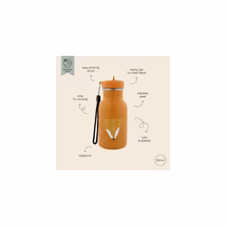 Trixie Drinking Bottle - Mr. Fox - 350ml Stainless Steel Water Bottle for Kids - Orange - Leakproof - Eco-Friendly and BPA-Free