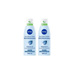 Nivea 2in1 Cleanser & Toner (200 ml), Gentle & Caring Face Cleansing Toner with Vitamin E Removes Residue and Makeup (Pack of 2)