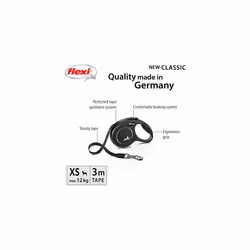 flexi - XS strap new classic belt 3 m, Black