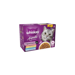 WHISKAS Cat Pouches Aromatic Fusion in Gravy 4x 12x85g â Tasty Wet Cat Food with Mixed Flavors in Gravy