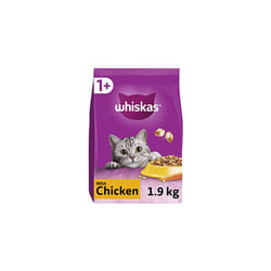 Whiskas 1+ Chicken Pack of 4 x 1.9 kg Bags, Adult Cat Dry Food
