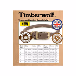 Ancol Timberwolf Bonded Thread Leather Sable Round Collar Pet Training Accessory 55-63 cm, Size 8