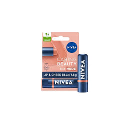 NIVEA Caring Beauty Nude Lip Balm SPF30 (4.8g), 3-in-1 Buttery Lip and Cheek Tint, Rich Colour and 24H Moisturisation with SPF 30 Protection