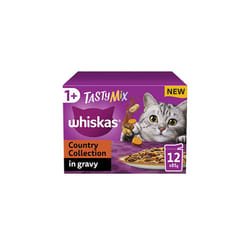 Whiskas Tasty Mix 1+ Country Colletion in Gravy 48 x 85 g Pouches, Adult Cat Food, Pack of 4 (12 x 85 g)