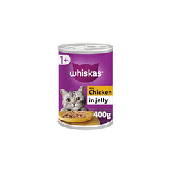 Whiskas 1+ Chicken in Jelly Pack of 12 x 400 g Cans, Adult Cat Wet Food