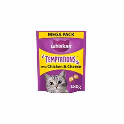 WHISKAS Temptations Cat Treats, Chicken and Cheese, 4 x 180g