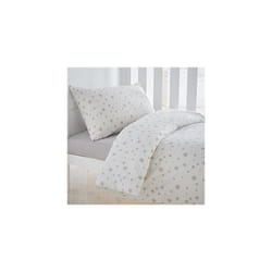 Silentnight Cot Bed Duvet Cover Set - 100% Cotton - 150x120cm - Grey Stars