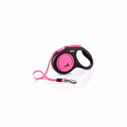 Flexi New Neon Tape Pink Medium 5m Retractable Dog Leash/Lead for dogs up to 25kgs/55lbs